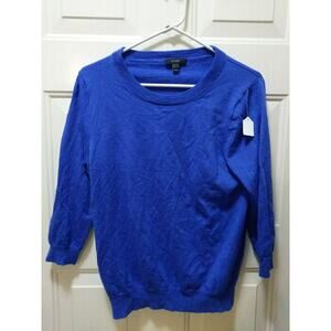 J. Crew blue classic crew neck sweater 3/4 sleeve women's size L unk material